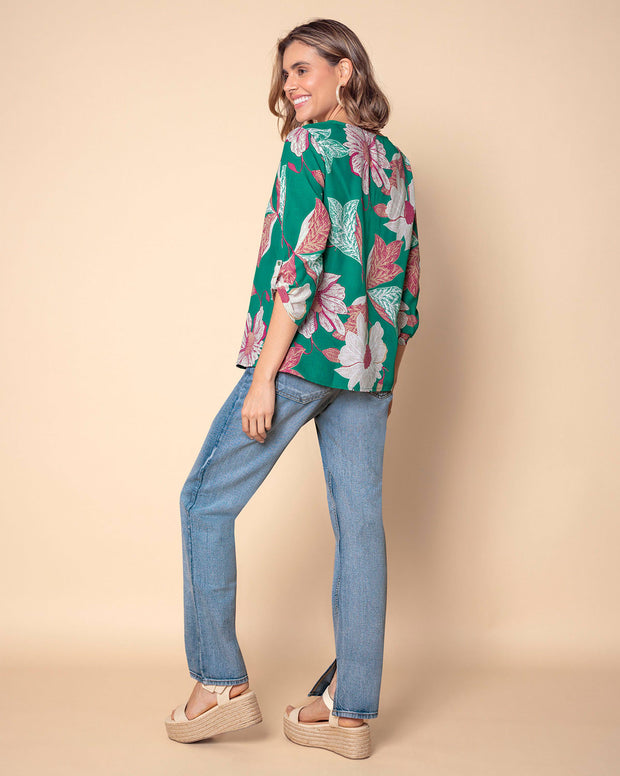 Blusa manga 3/4 con charretera no funcional
