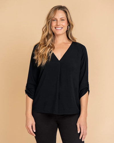 Blusa manga 3/4 con charretera no funcional#color_700-negro