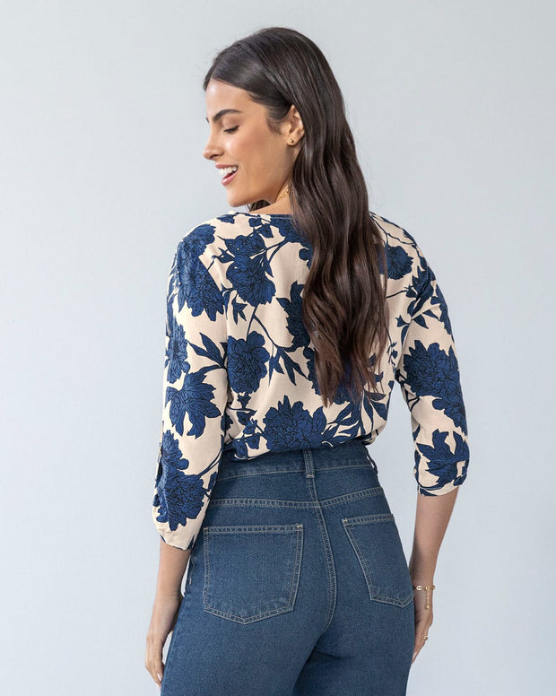 Blusa manga 3/4 con charretera no funcional