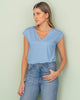 Camiseta manga corta con cuello en V para mujer#color_022-azul-claro