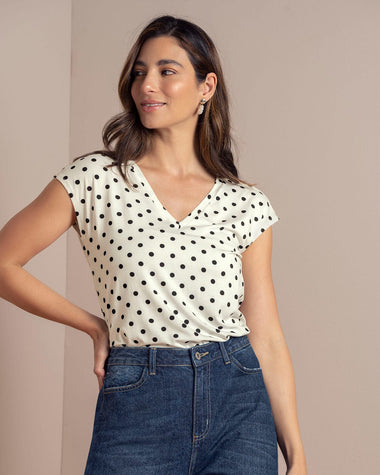 Camiseta manga corta con cuello en V para mujer#color_097-puntos