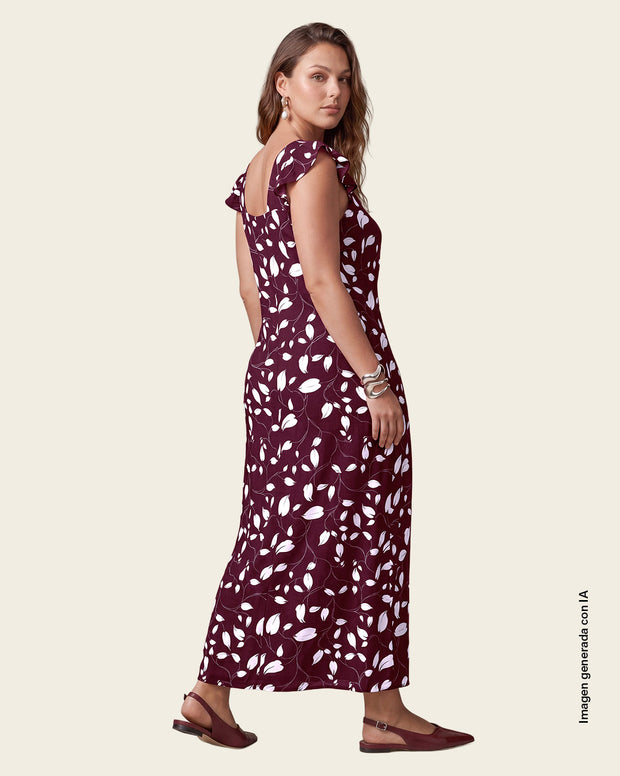 Vestido largo de escote cuadrado