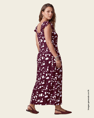 Vestido largo de escote cuadrado#color_173-vino