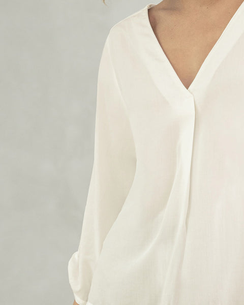 Blusa manga 3/4 con charretera en puños#color_018-marfil