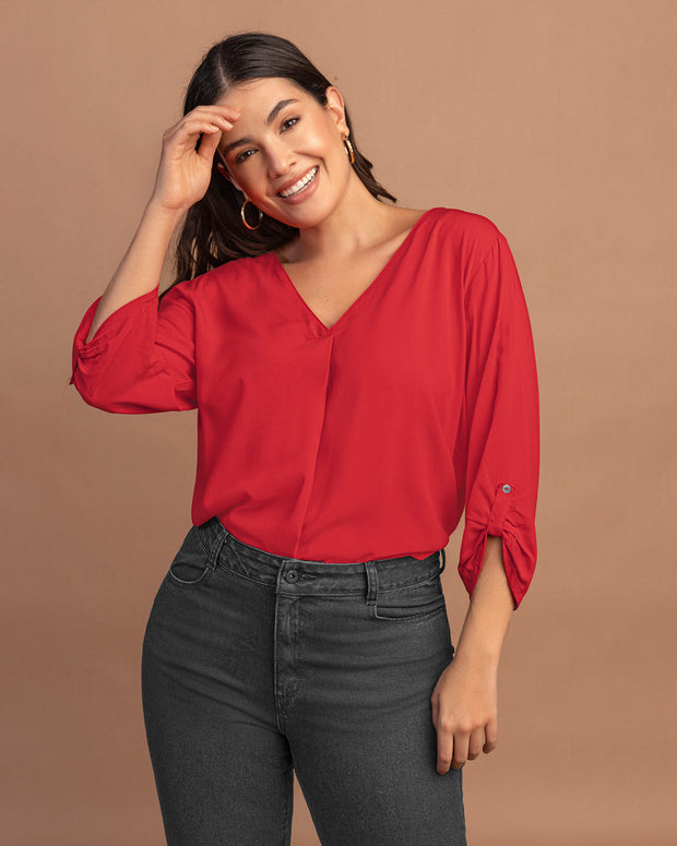 Blusa manga 3/4 con charretera en puños