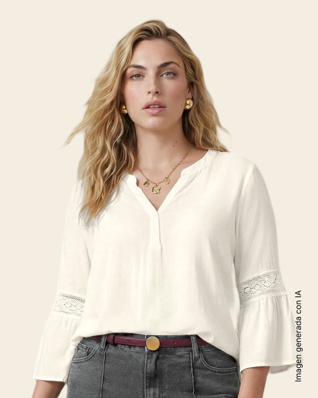 Camiseta manga larga amplia con mangas tipo bolero