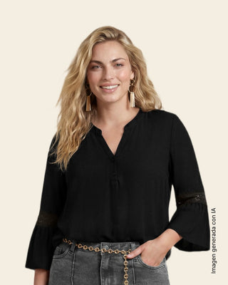 Camiseta manga larga amplia con mangas tipo bolero#color_700-negro