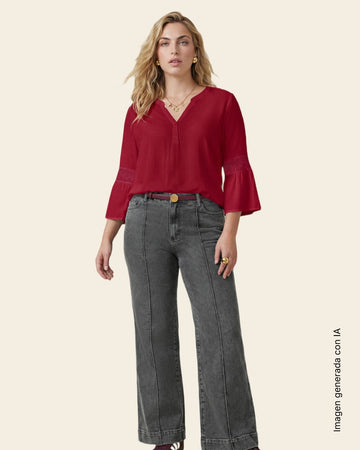 Camiseta manga larga amplia con mangas tipo bolero#color_c34-vino
