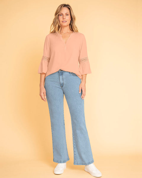 Blusa con volumen en mangas#color_315-mandarina