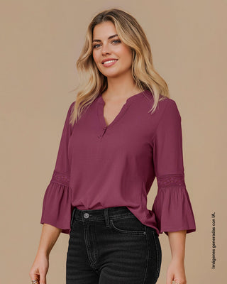Blusa con volumen en mangas#color_c32-malva