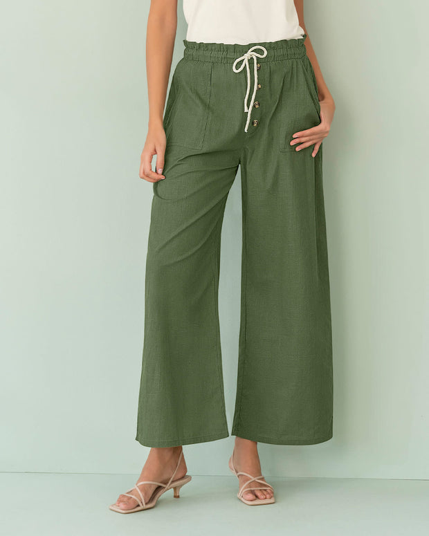 Pantalón largo tiro alto con tira para anudar#color_249-verde-medio