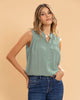Blusa manga sisa con recogido en frente y perilla funcional#color_601-verde-pastel
