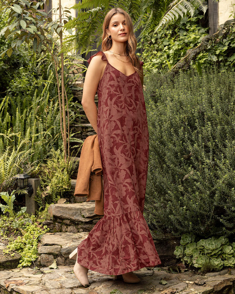 Vestido largo con boleros en hombros Leonisa Colombia