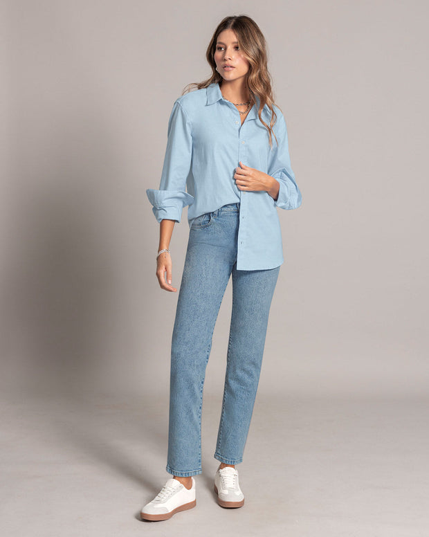 Blusa manga larga oversize con perilla funcional