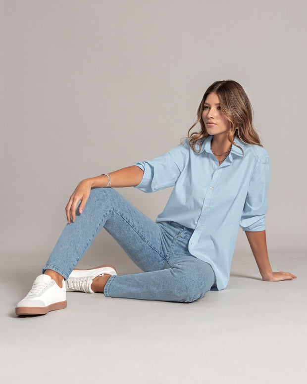 Blusa manga larga oversize con perilla funcional