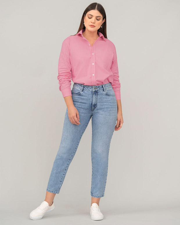 Blusa manga larga oversize con perilla funcional#color_301-rosado