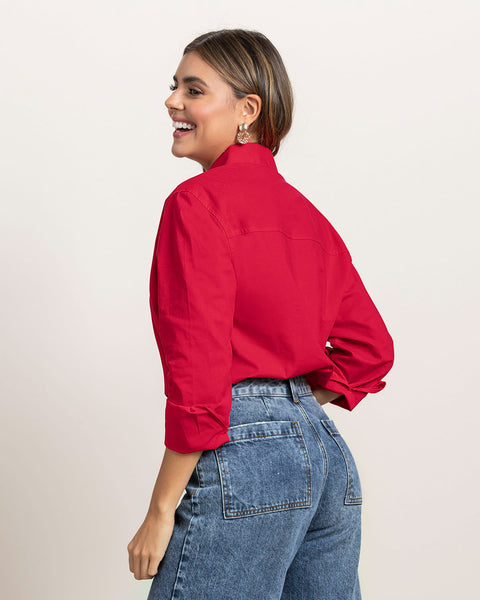 Blusa manga larga oversize con perilla funcional#color_302-rojo