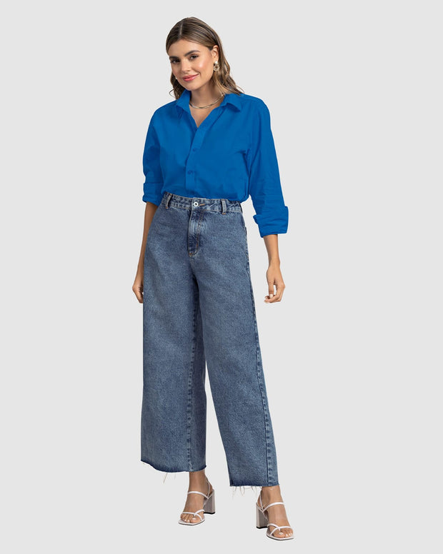 Blusa manga larga oversize con perilla funcional