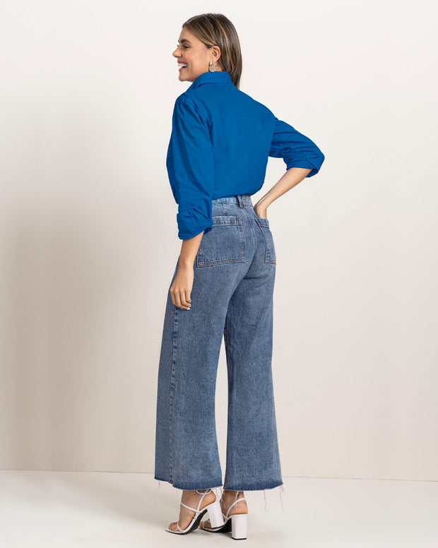 Blusa manga larga oversize con perilla funcional