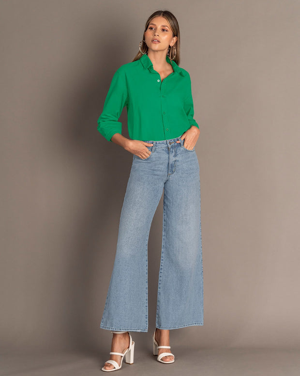 Blusa manga larga oversize con perilla funcional