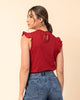 Camiseta manga sisa con cuello alto y boleros#color_302-rojo