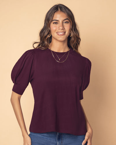 Camiseta manga corta con efecto volumen#color_c37-borgona