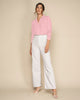 Blusa manga larga con cuello camisero y perilla funcional#color_301-rosado