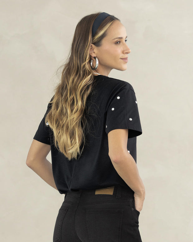 Camiseta manga corta con detalles con brillo