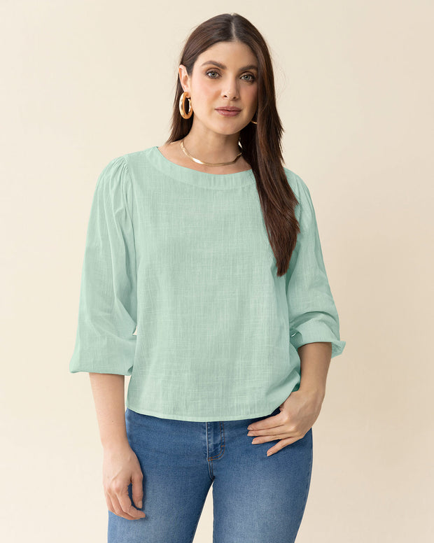 Blusa manga 3/4 con efecto volumen