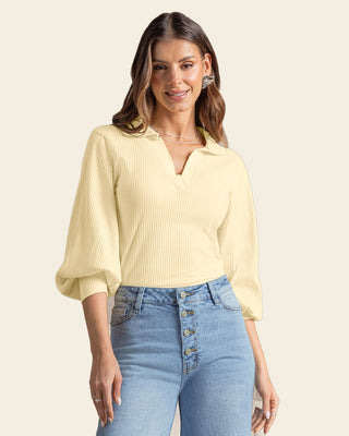 Camiseta manga larga con cuello tejido y tela acanalada#color_c72-mantequilla