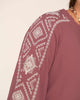 Blusa manga 3/4 con cuello en V y perilla decorativa#color_179-terracota-medio