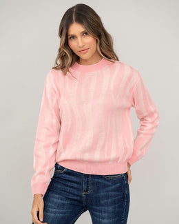 Buzo manga larga tejido con cuello en rib#color_304-rosa-claro