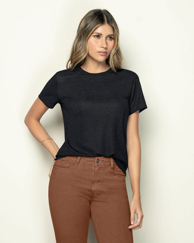 Camiseta manga corta en tela con brillo#color_700-negro