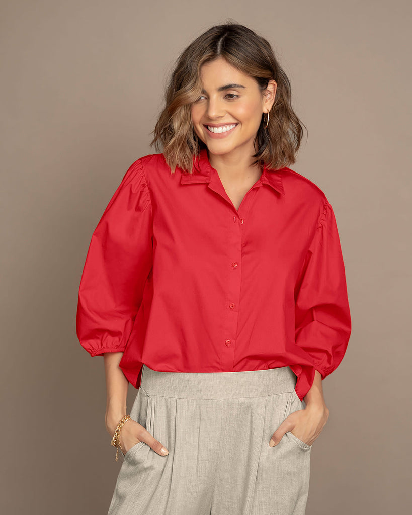 Almacenes Catalogo De Stop Jeans Blusa Manga 3/4 Con Botones Y