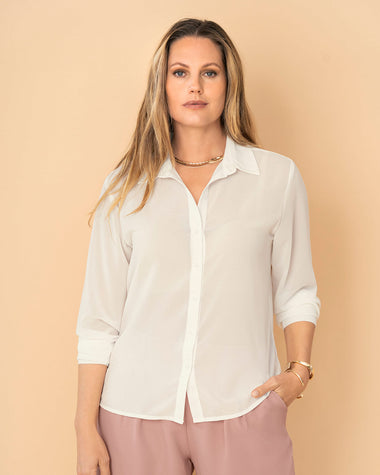 Blusa manga larga elaborada en tela con transparencia#color_018-marfil