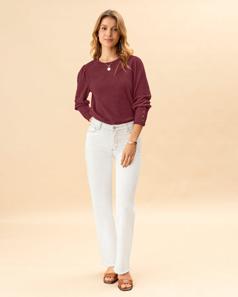 Camiseta con botones decorativos en mangas#color_c55-vino