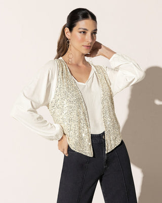 Chaleco abierto de lentejuelas#color_127-dorado-claro