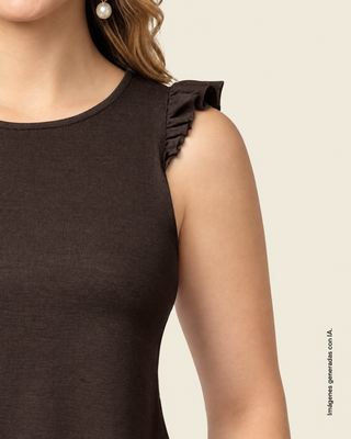 Camiseta manga sisa en tela corrugada#color_c25-cafe-oscuro