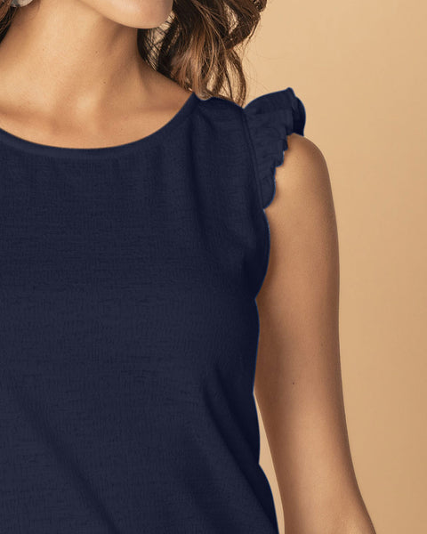 Camiseta manga sisa con detalle de bolero#color_c42-azul-oscuro
