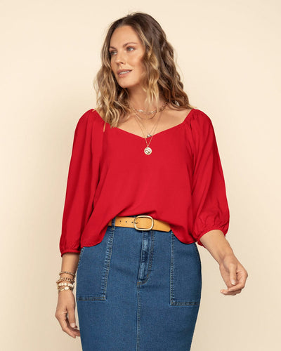 Blusa manga 3/4 de escote en V#color_302-rojo