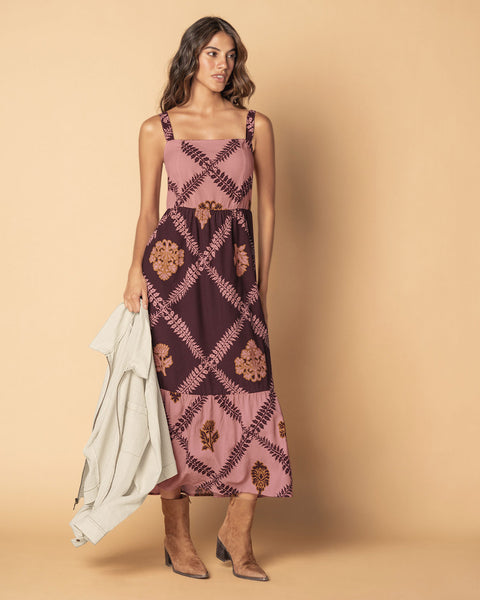 Vestido midi de tiritas y bolero en ruedo#color_173-estampados