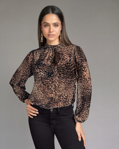 Camiseta estampada de mangas con volumen y transparencia#color_225-animal-printed