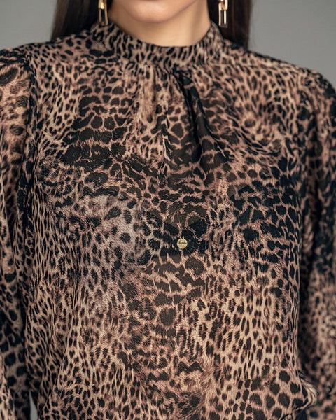 Camiseta estampada de mangas con volumen y transparencia#color_225-animal-printed