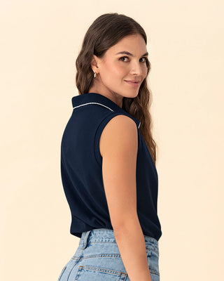 Chaleco corto con cierre en frente#color_c42-azul-oscuro