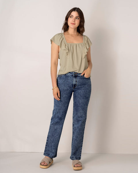 Blusa manga corta con bolero sobrepuesto#color_084-arena