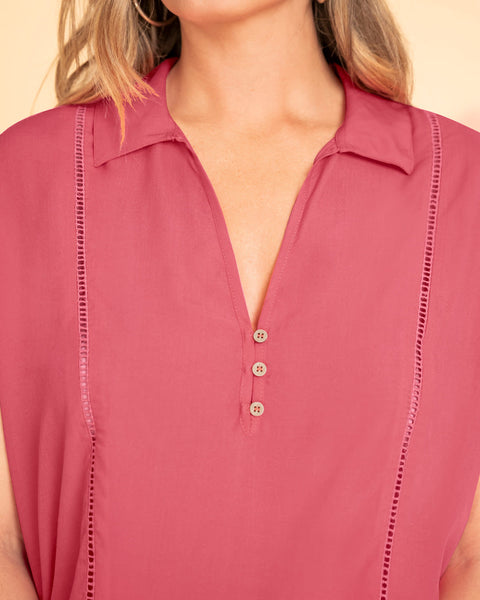 Blusa manga corta con detalle tejido en frente#color_301-rosado-med