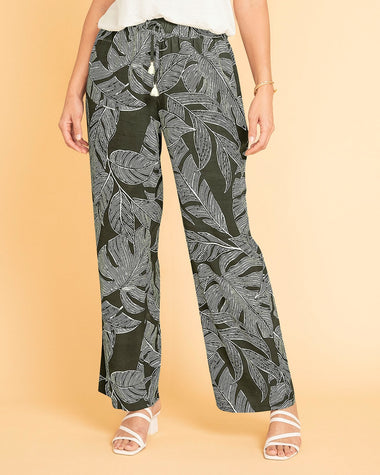 Pantalón largo estampado de silueta recta#color_145-verde-est