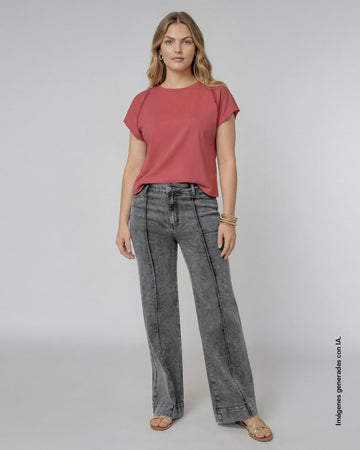Camiseta con detalle guipure en mangas#color_c31-rosado