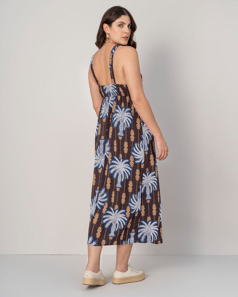 Vestido midi estampado de escote en V#color_014-palmeras