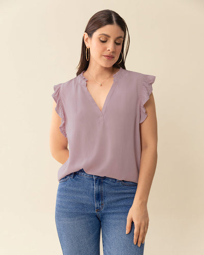 Blusa con boleros en cuello y mangas#color_422-lila-osc